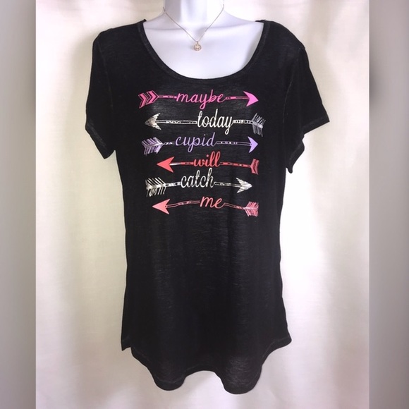 Black tribal/arrow “Cupid will catch me” tee - Picture 3 of 4